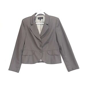 Isabel and Nina Blazer Vtg Grey and Dk Brown Houndstooth Sz 12 3 Button